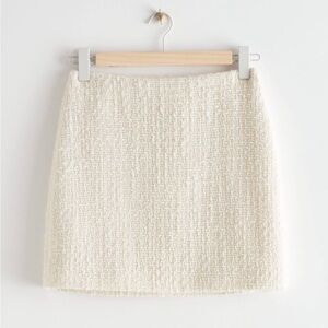 And & Other Stories White Cream Knit Textured Tweed Fitted Mini Skirt Size 6